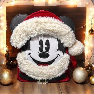 Disney Parks Santa Mickey Loungefly Mini Backpack